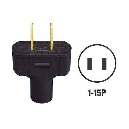 Leviton 15A 125V 2-Wire 2-Pole Vinyl Cord Plug, Black 002-48643E